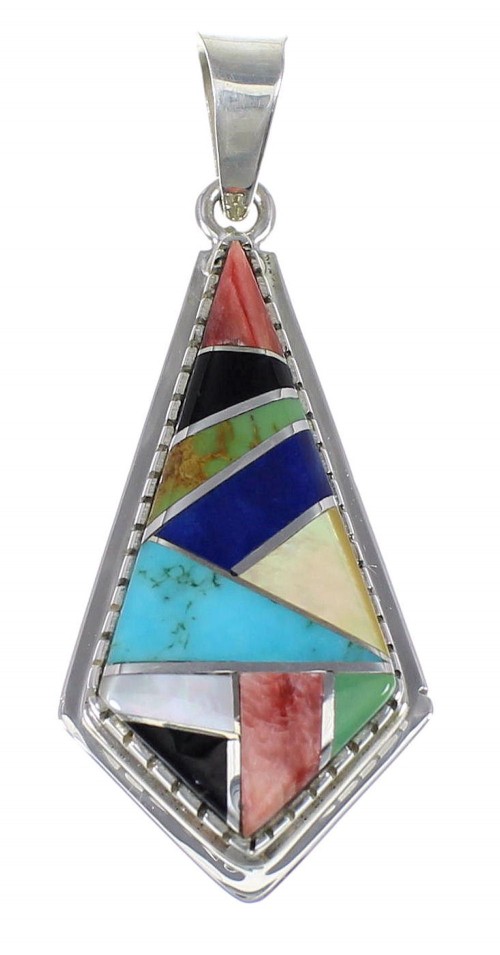 Multicolor Authentic Sterling Silver Southwest Pendant RX74227