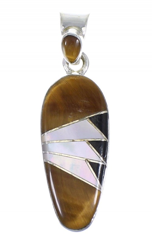 Southwest Silver And Multicolor Inlay Pendant YX70760