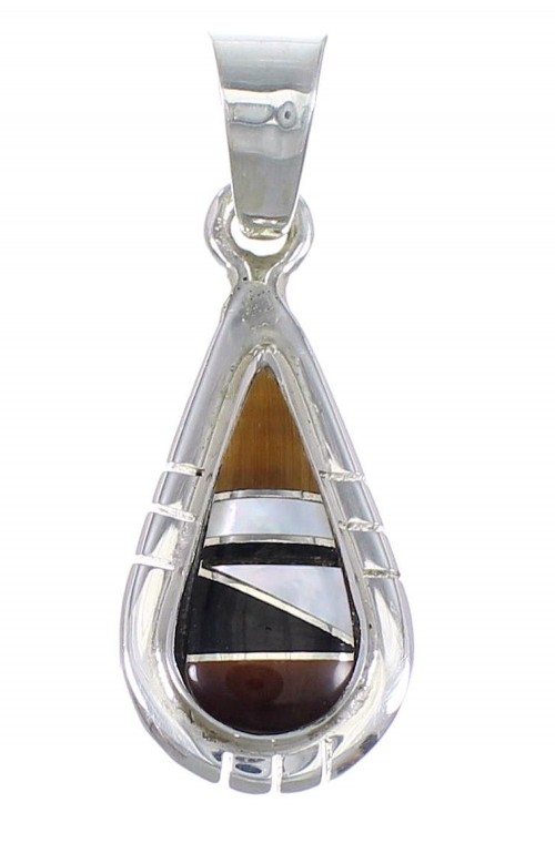 Southwest Sterling Silver And Multicolor Tear Drop Pendant YX70767