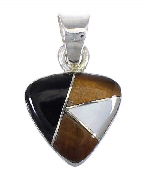 Southwest Sterling Silver And Multicolor Inlay Pendant YX70774