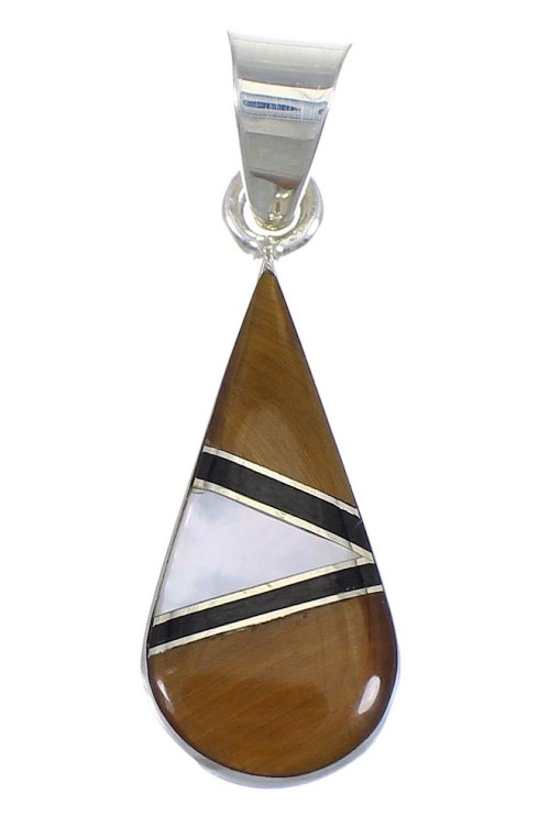 Southwestern Silver And Multicolor Tear Drop Pendant YX70780