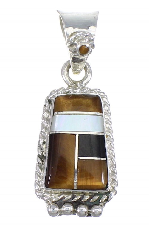 Southwest Multicolor Inlay And Silver Pendant YX70782