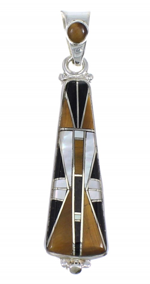 Southwestern Multicolor Inlay And Silver Pendant YX70784