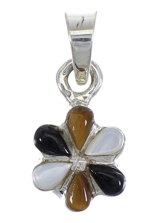 Southwest Multicolor And Silver Flower Pendant YX70786