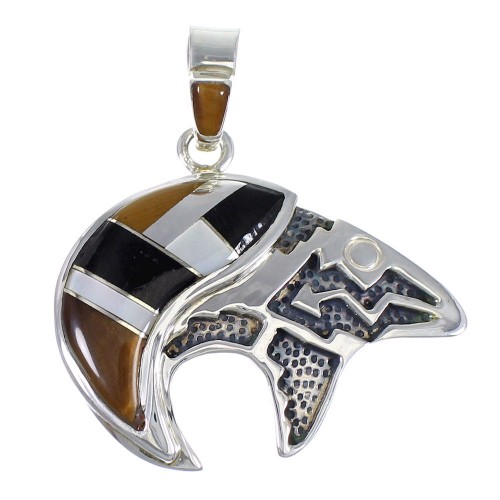 Southwest Multicolor And Silver Bear Arrow Pendant YX70788