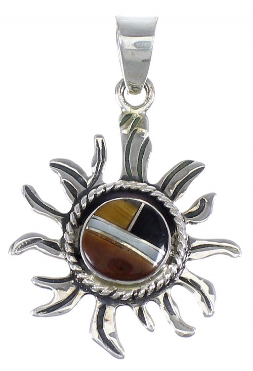 Southwest Multicolor And Silver Sun Pendant YX70789