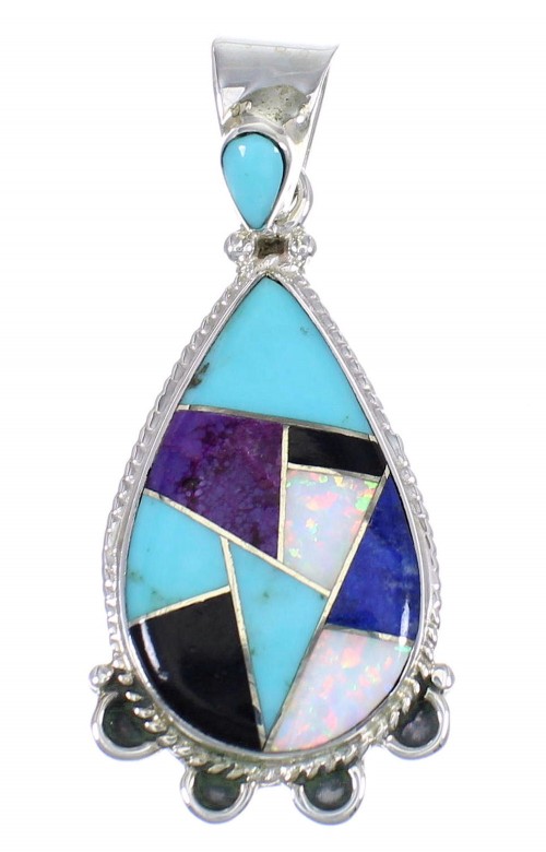 Multicolor And Sterling Silver Southwest Slide Pendant YX67826