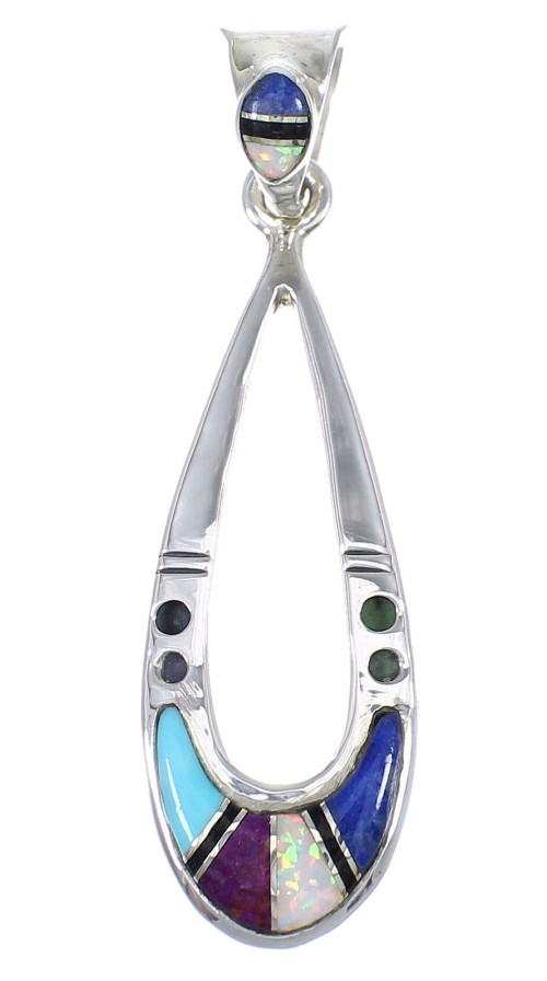 Multicolor And Sterling Silver Southwestern Slide Pendant YX67828
