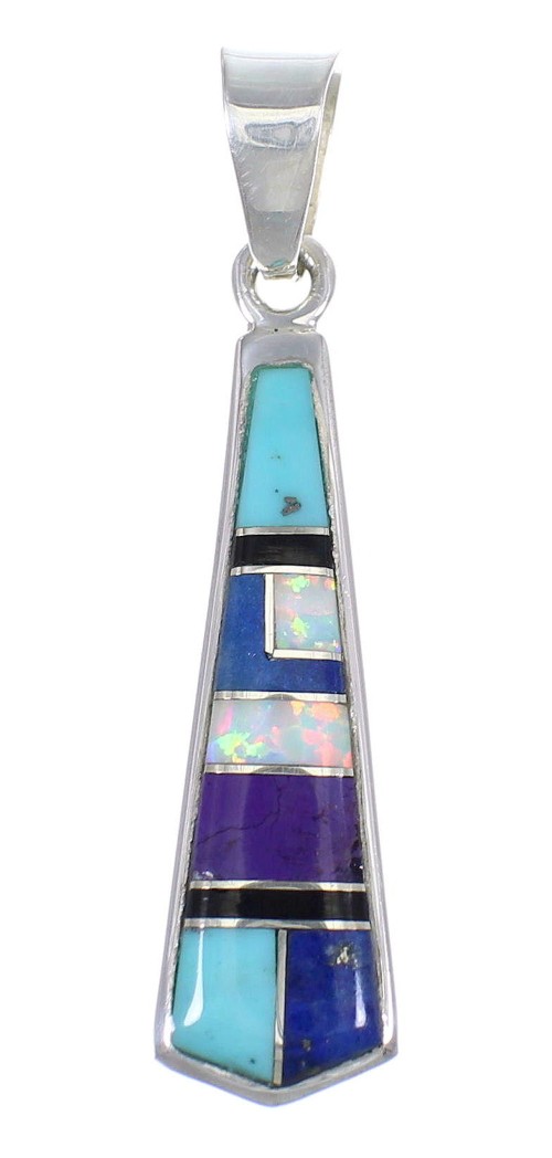 Multicolor And Genuine Sterling Silver Southwestern Pendant YX67831