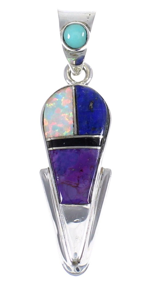 Multicolor And Genuine Sterling Silver Southwest Slide Pendant YX67835