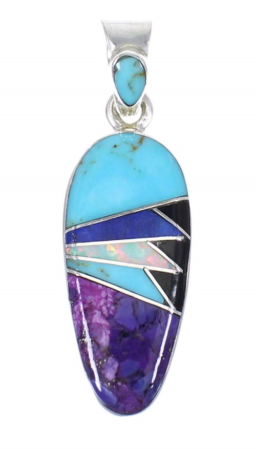 Multicolor And Authentic Sterling Silver Southwest Slide Pendant YX67836