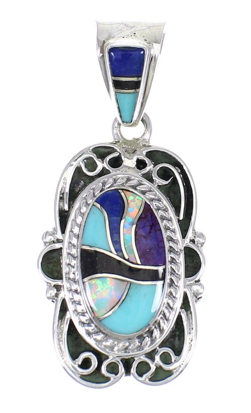 Multicolor And Authentic Sterling Silver Southwest Pendant YX67838