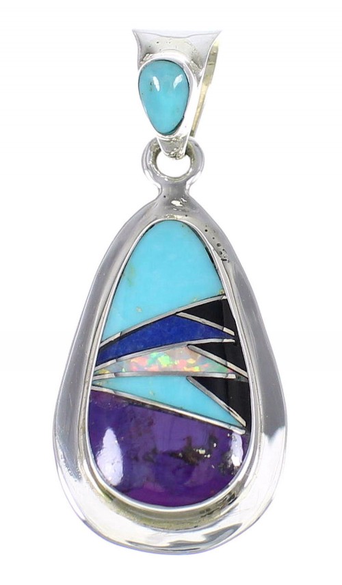 Multicolor And Authentic Sterling Silver Southwestern Pendant YX67839