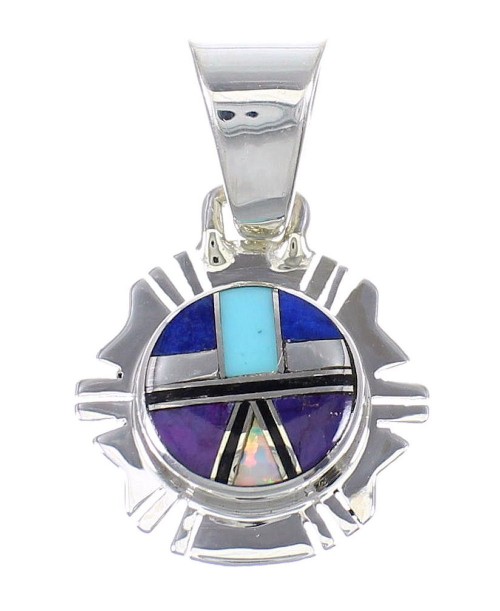 Authentic Sterling Silver And Multicolor Inlay Southwestern Pendant YX67845