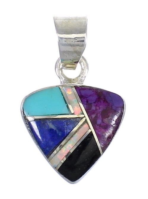 Sterling Silver And Multicolor Inlay Southwest Slide Pendant YX67850