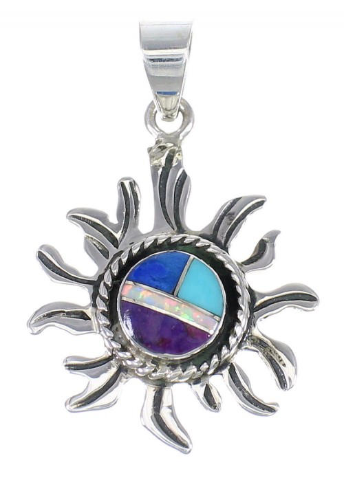 Sun Sterling Silver And Multicolor Inlay Southwest Pendant YX67856