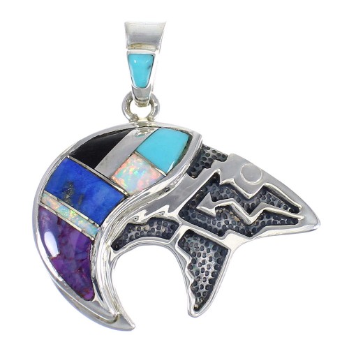 Bear Arrow Sterling Silver And Multicolor Inlay Southwest Pendant YX67858