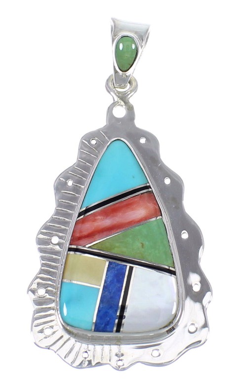 Authentic Sterling Silver Multicolor Inlay Pendant RX70617