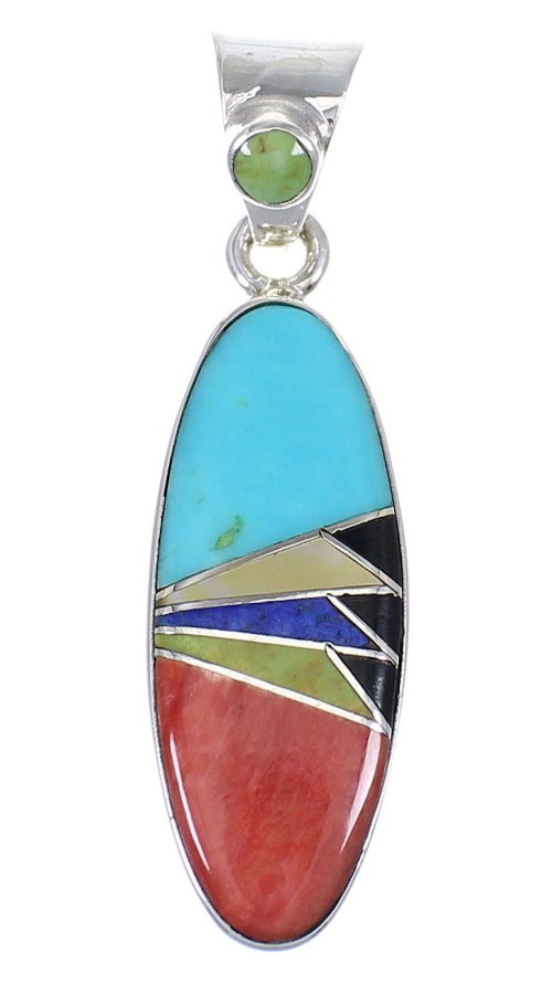 Authentic Sterling Silver Southwest Multicolor Pendant RX70644