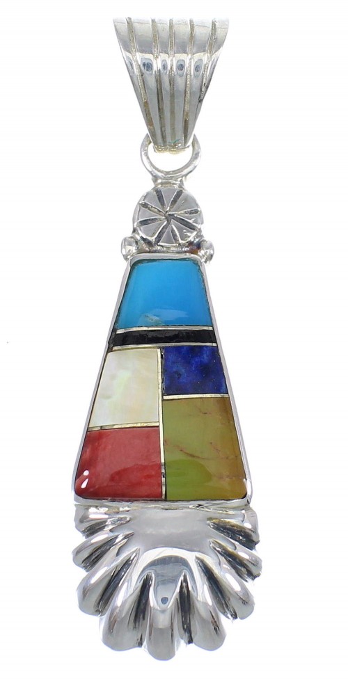 Multicolor And Genuine Sterling Silver Southwest Slide Pendant YX68151