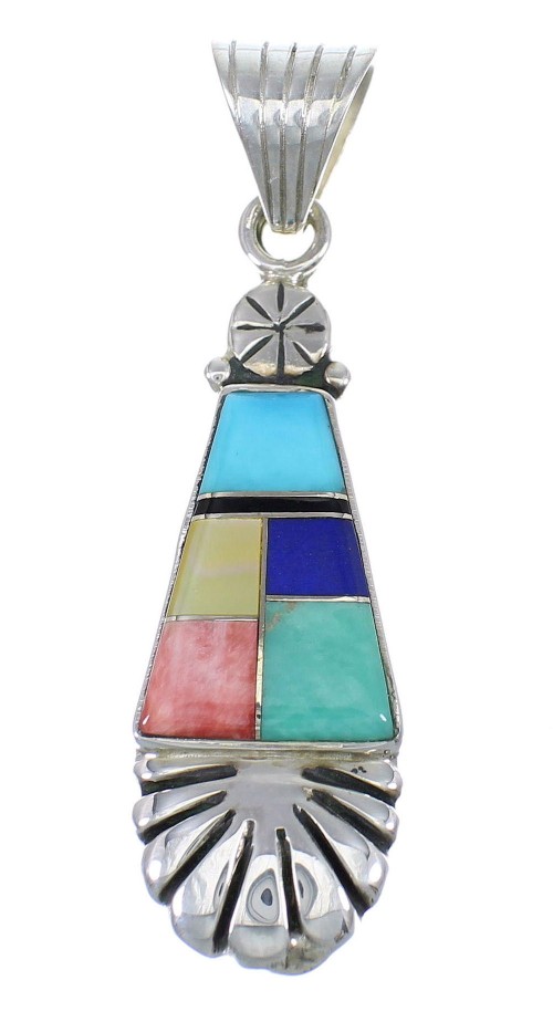 Multicolor And Authentic Sterling Silver Southwest Pendant YX68155