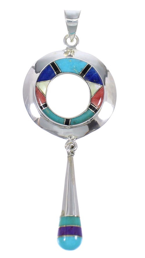 Multicolor And Authentic Sterling Silver Southwest Slide Pendant YX68160