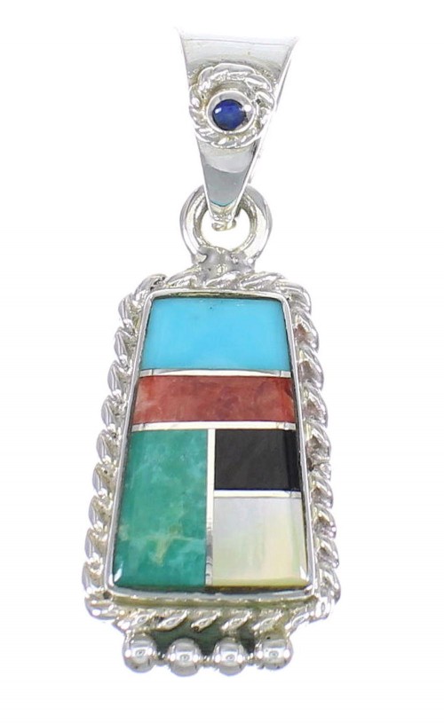 Sterling Silver And Multicolor Southwest Pendant YX68173