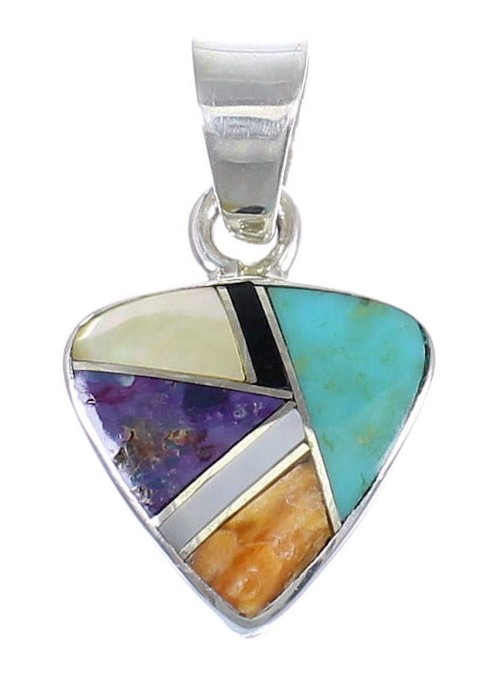 Authentic Sterling Silver And Multicolor Southwest Pendant YX68190
