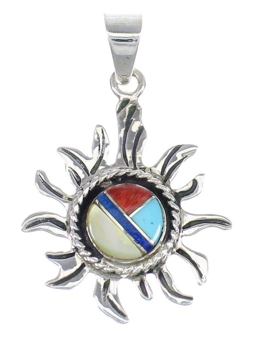 Authentic Sterling Silver And Multicolor Southwest Sun Pendant YX68200