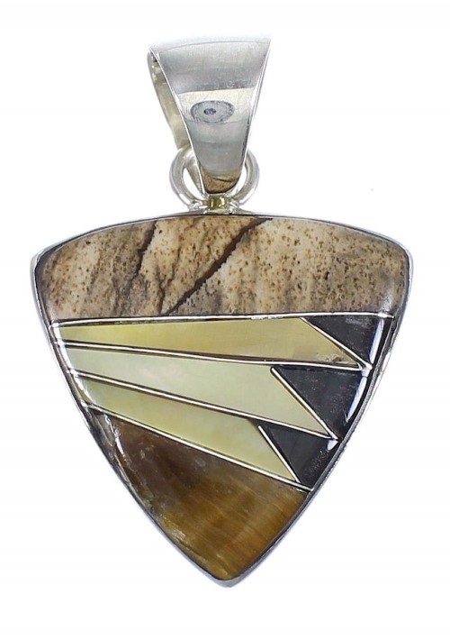 Multicolor Inlay Sterling Silver Slide Pendant YX67897