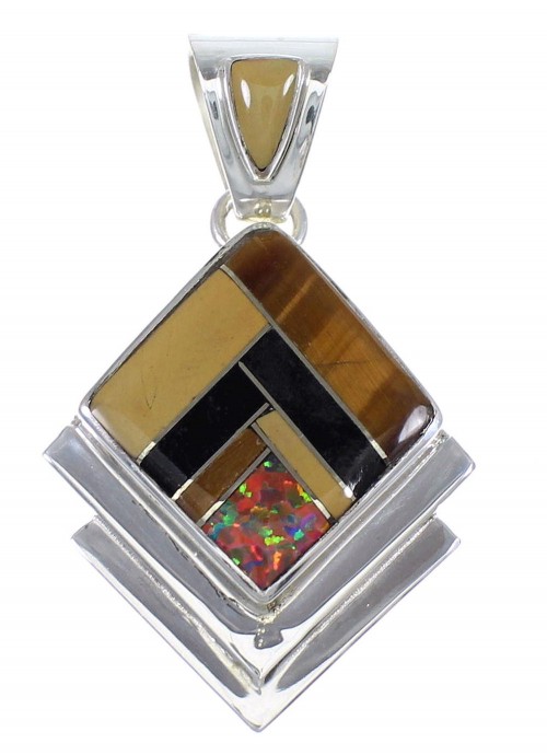 Multicolor Inlay And Sterling Silver Southwest Pendant YX67901