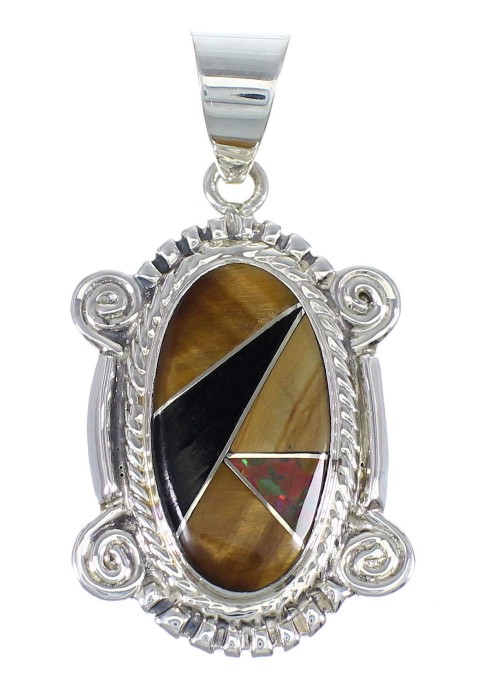 Sterling Silver Multicolor Inlay Southwest Pendant YX67925