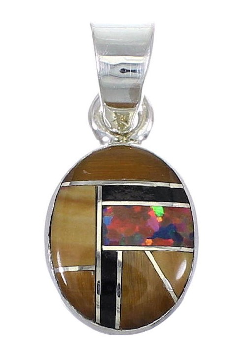 Sterling Silver And Multicolor Southwestern Slide Pendant YX67959