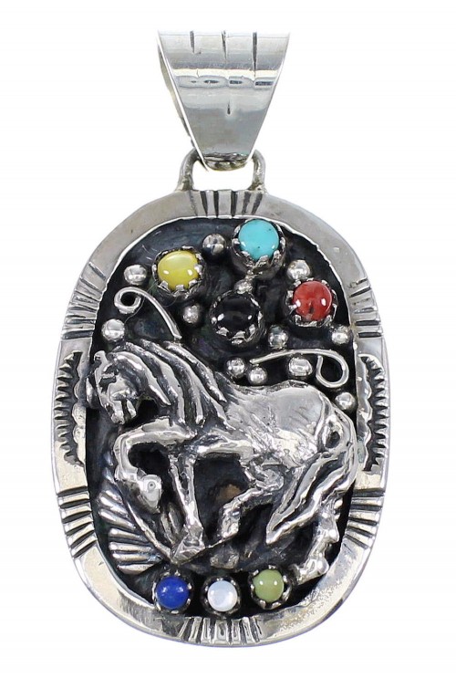 Sterling Silver Multicolor Horse Southwestern Pendant YX67772