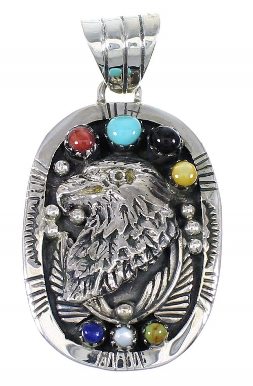 Sterling Silver Multicolor Eagle Southwest Pendant YX67776