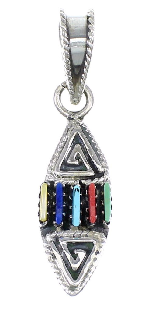Sterling Silver Multicolor Needlepoint Water Wave Southwest Pendant YX67787