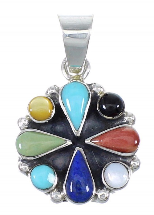 Authentic Sterling Silver Multicolor Southwestern Slide Pendant YX67811