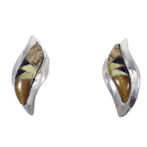 Southwest Silver Mutlicolor Inlay Post Earrings YX70887