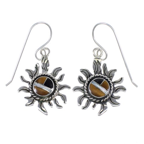 Silver Mutlicolor Southwest Sun Hook Dangle Earrings YX70895