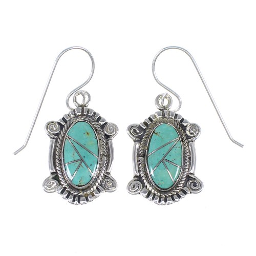 Turquoise Southwest Sterling Silver Hook Dangle Earrings YX79000