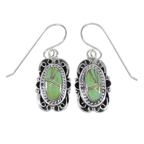 Southwestern Turquoise Authentic Sterling Silver Hook Dangle Earrings YX79100