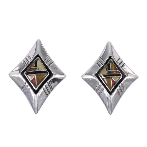 Southwestern Multicolor Sterling Silver Post Earrings WX71574