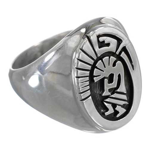 Navajo Indian Calvin Peterson Kokopelli Water Wave Sterling Silver Ring Size 11 RX118087