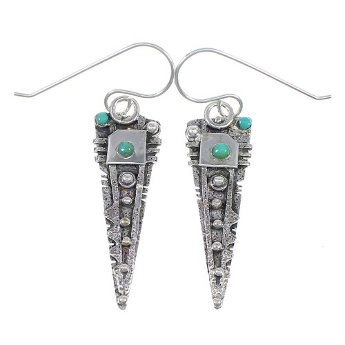 Turquoise Sterling Silver Hook Dangle Earrings QX69684