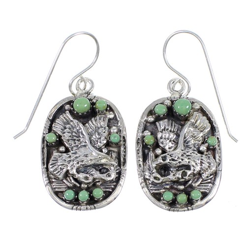 Sterling Silver Eagle Southwest Turquoise Hook Dangle Earrings QX70252