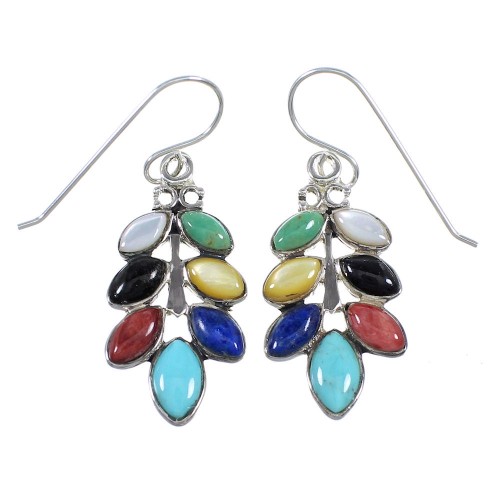 Multicolor Silver Southwest Hook Dangle Earrings YX71094