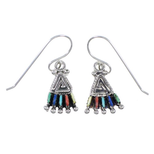 Multicolor Silver Southwest Needlepoint Water Wave Hook Dangle Earrings YX71096