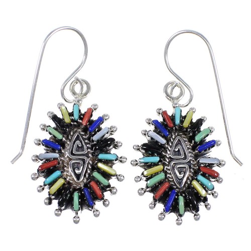 Multicolor Sterling Silver Southwest Needlepoint Water Wave Hook Dangle Earrings YX71103