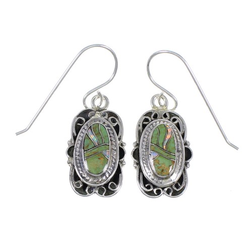 Sterling Silver Southwest Turquoise Opal Hook Dangle Earrings QX81810