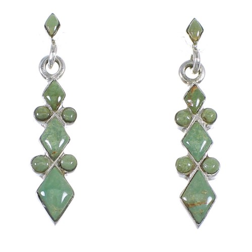 Turquoise Southwestern Sterling Silver Post Dangle Earrings QX69249